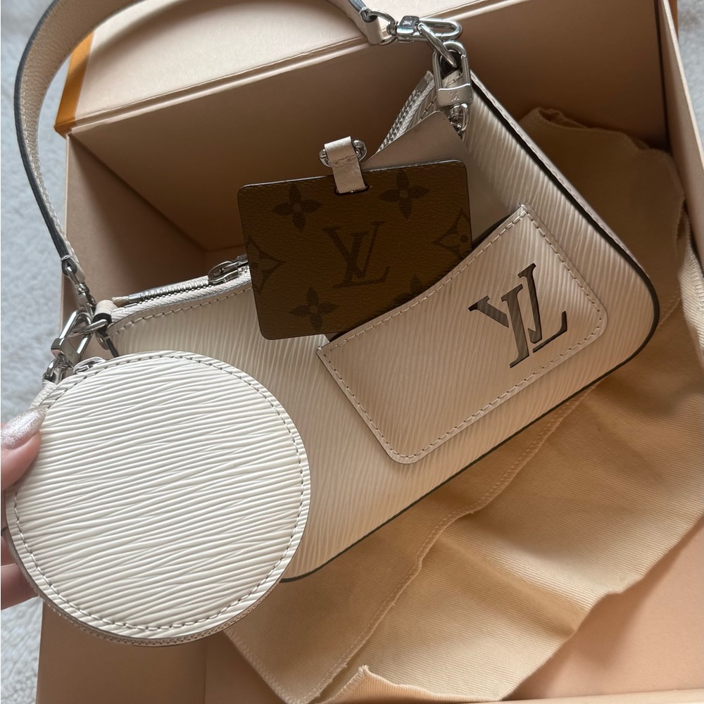 Louis Vuitton Marellini  Cream and Brown Shoulder Bag